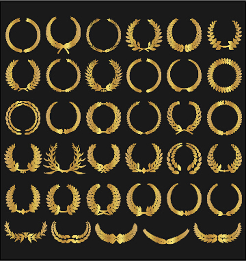 Vector gold laurel material set laurel gold   