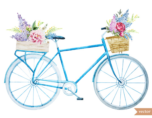 Bike with flower background vector 01 flower background   