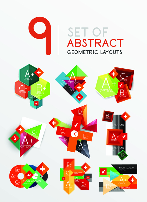 Colored origami infographic elements illustration vector 01 origami infographic illustration colored   