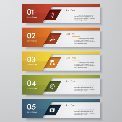 Numbered banners modern template vector 05 numbered modern banners   