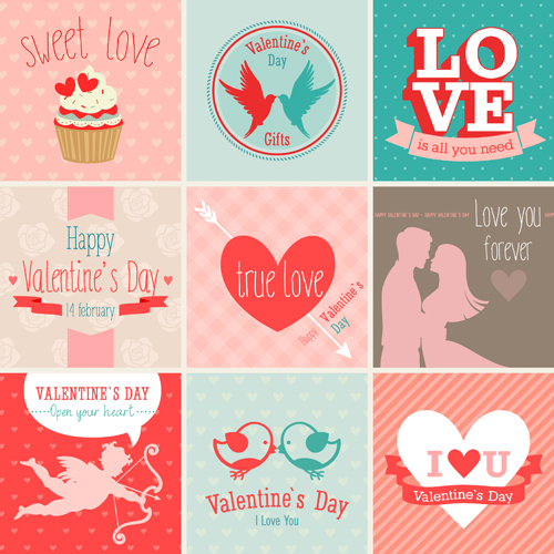 Valentine card vector set Valentine card   