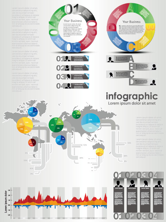 Set of chart and Infographics design elements vector 03 infographics elements element chart   