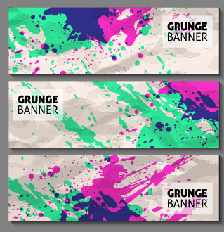 Grunge watercolor banners set vector material 09 watercolor grunge banners   