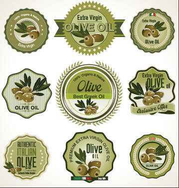 Green style olive oil badges vector 01 olive oil Green style green badges badge   