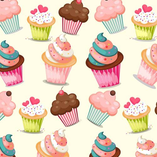 Cupcake cute vector seamless pattern seamless pattern cute cupcake   