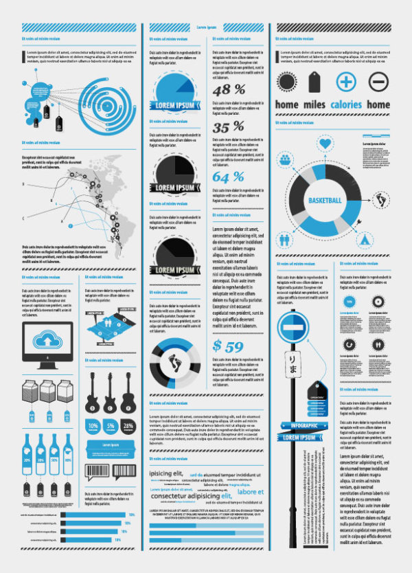 Set of chart and Infographics design elements vector 07 infographics elements element chart   