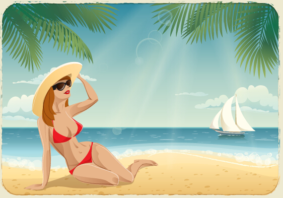 Best summer holiday beach vector background 01 Vector Background summer holiday best background   