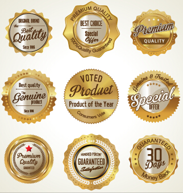 Golden luxury commercial labels with badges vector 01 luxury labels golden commercial badges   