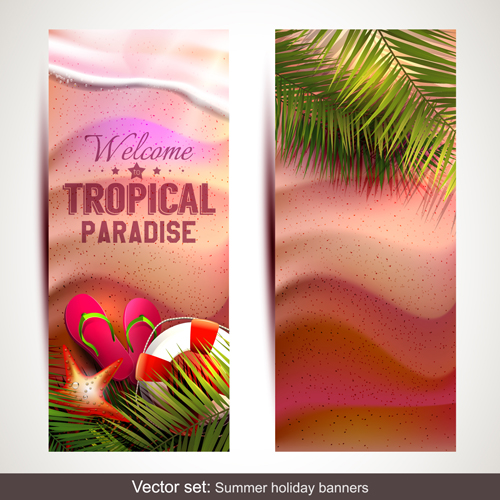 Summer holidays banner vector set 02 summer holidays banner   