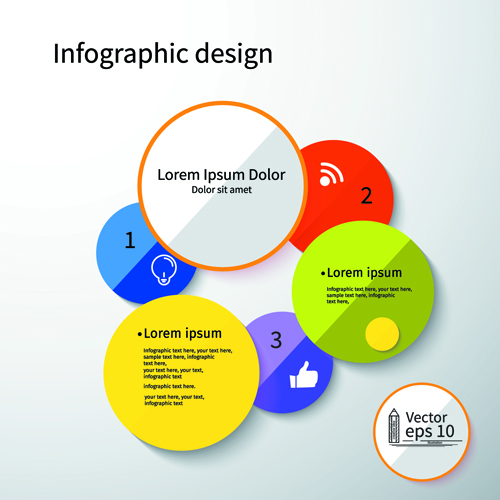 Colored round infographics design vector 01 infographics infographic colored   