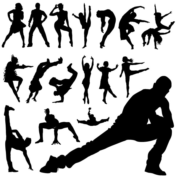 Different dance people silhouettes vector silhouette people silhouettes people different   