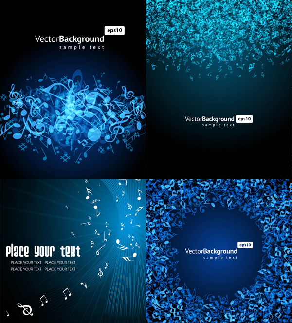 music key blue background symbols music key dynamic flow line blue background   