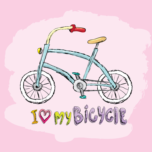 Hand drawn I love my bicycle design vector 11 love hand drawn design bicycle   