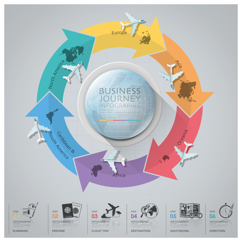 World airlines travel Infographics vector template 05 world travel infographics airlines   