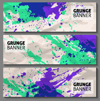 Grunge watercolor banners set vector material 06 watercolor grunge banners   