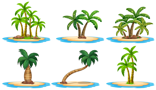 Sea islands palm tree vector material 04 tree Sea island Palm islands   