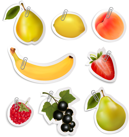 Shiny fruits sticker vector set graphics 02 sticker shiny fruits   