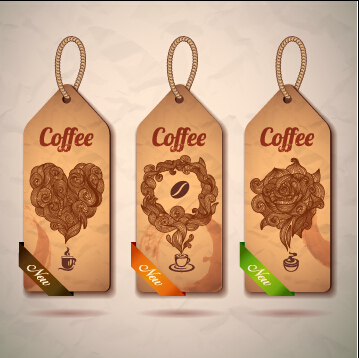 Retro cardboard coffee tags vector design 03 tags Retro font coffee cardboard   