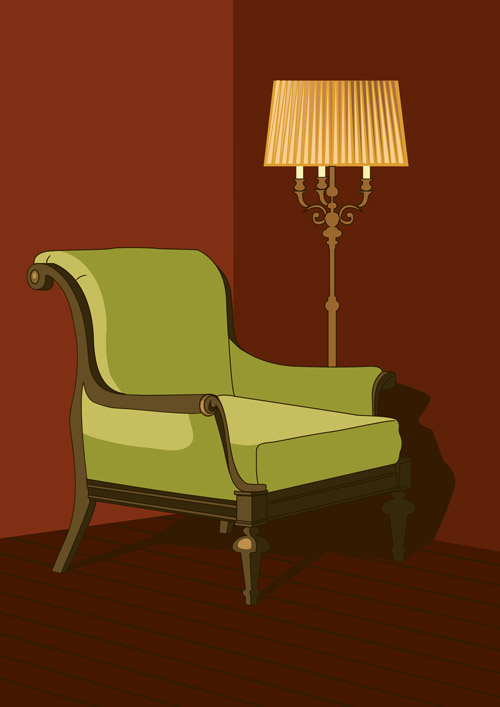 Sofas and lamps vector life material 02 Sofas lamps   