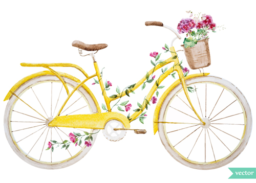 Bike with flower background vector 02 flower background   
