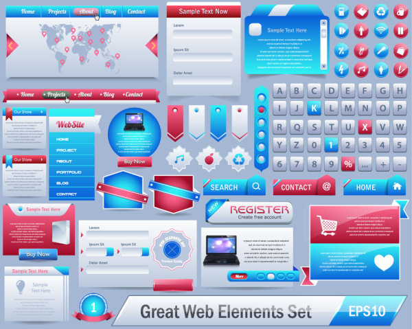 free vector great web elements Complete Set web elements element design   