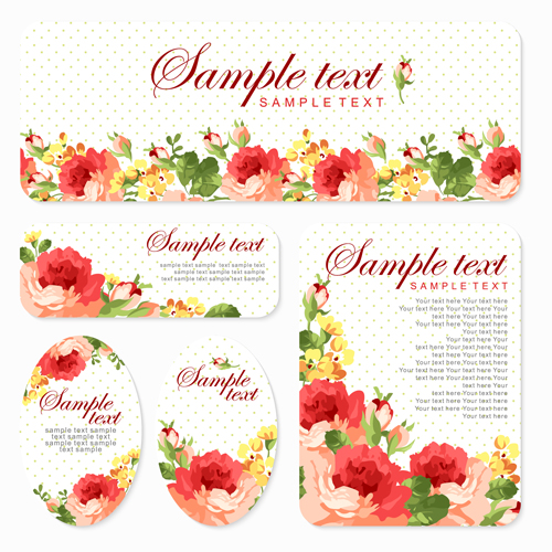 Beautiful flower cards kit vector material 01 vector material material kit flower cards card   