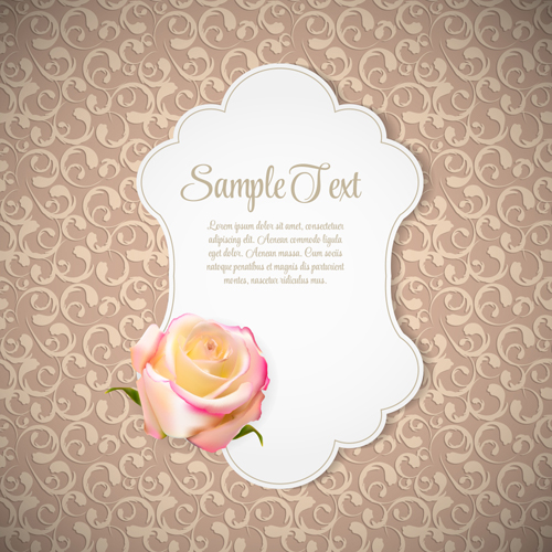 Rose cards with decor pattern vector 05 rose pattern decor cards   