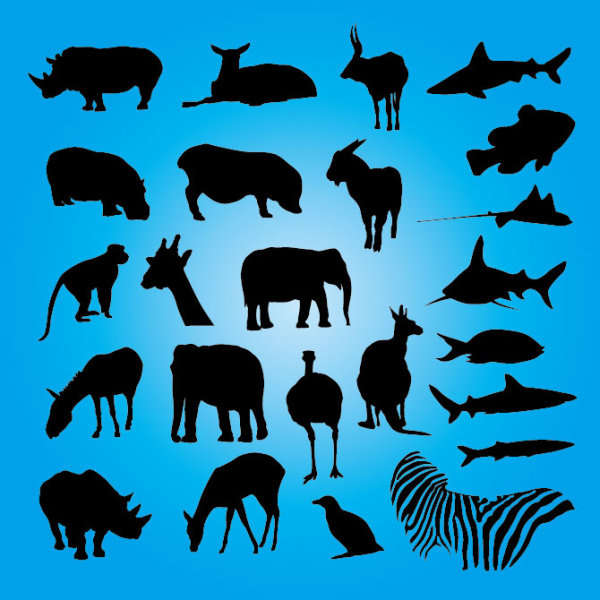Free Vector Animals Silhouettes 01 silhouettes silhouette animals Animal   
