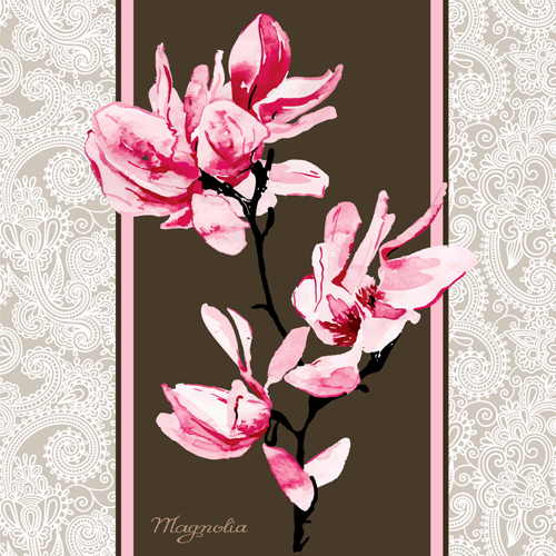 Set of Magnolia invitations cover vector graphic 03 magnolia invitation cover   
