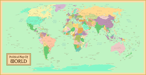 Vintage style political maps set vector 06 Vintage Style political maps   