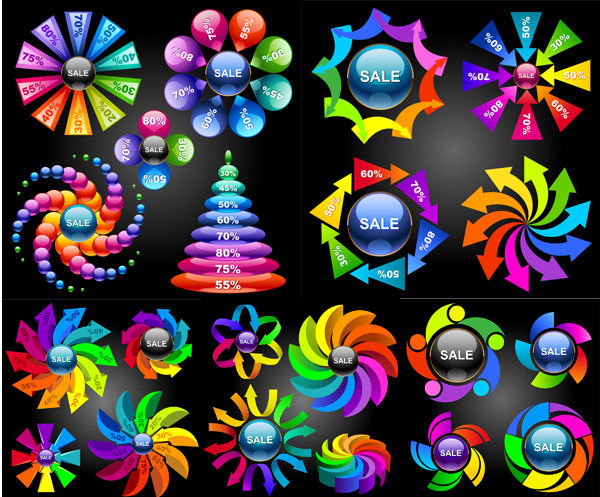 Beautiful chart Vector graphic statistics sales gorgeous colorful annular   