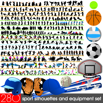 Different Sport Silhouettes vector 02 Sport silhouettes silhouette different   