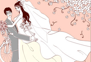 Sweet wedding set 90 vector the bride South Korean material roses sweet marriage vector marriage groom flowers   