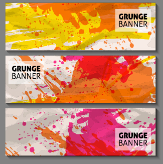 Grunge watercolor banners set vector material 10 vector material grunge banners banner   