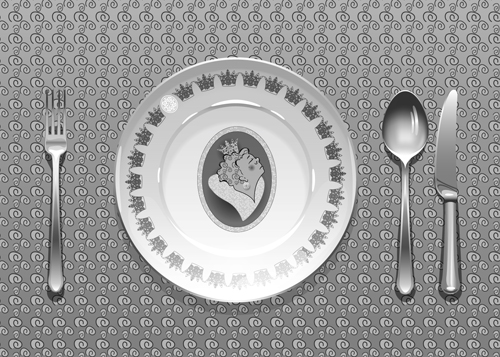 Realistic plates and cutlery vector set 01 realistic plates cutlery   