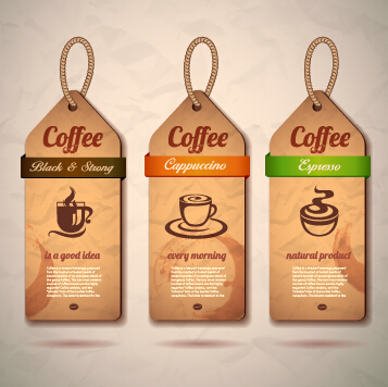 Retro cardboard coffee tags vector design 04 tags Retro font coffee cardboard   