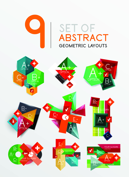 Colored origami infographic elements illustration vector 10 infographic illustration elements colored   