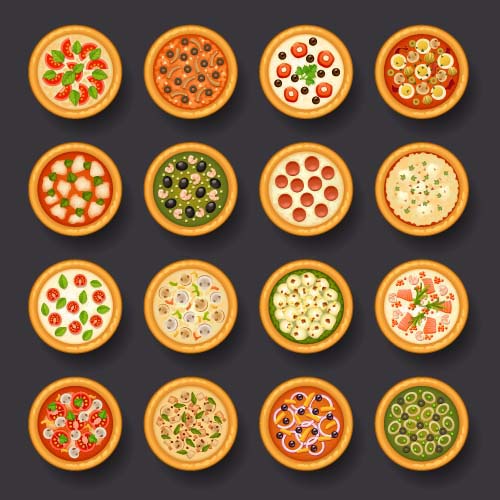 Round pizza vector icons round pizza icons   