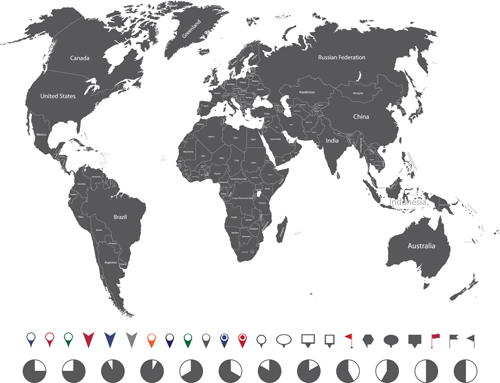 World Map with navigation vector 03   