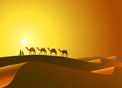 Desert and camel background vector desert camel background vector background   