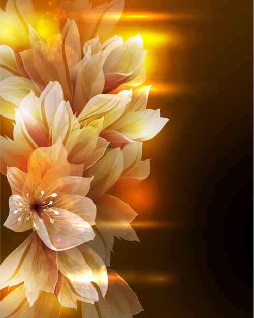 Fantasy flowers shiny vector background 05 Vector Background shiny flowers flower Fantasy flower   