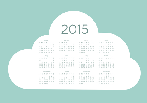 Cloud 2015 calendar vector graphic cloud calendar 2015   
