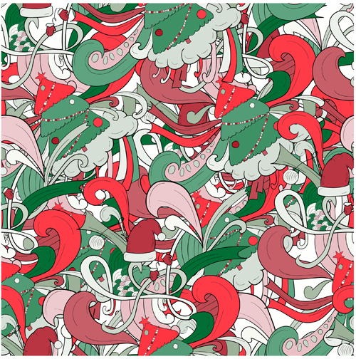 Christmas elements with doodle seamless pattern vector 11 seamless pattern elements doodle christmas   