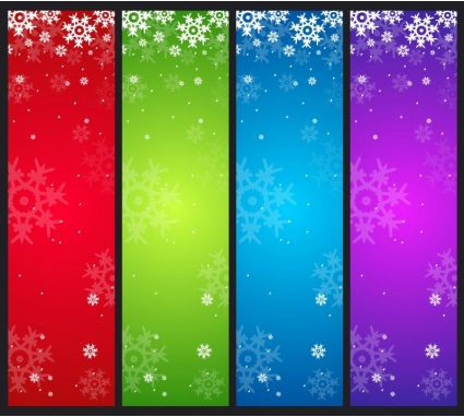 Christmas snowflake with colored banners vector snowflake colored christmas banners   