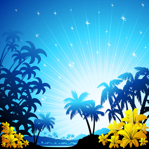 Beautiful Tropic landscape vector 04 Tropic landscape beautiful   