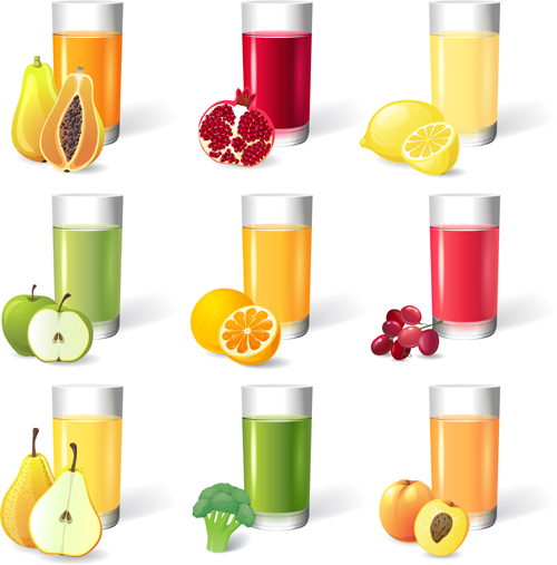 Different fruit juice cup vector juice fruit juice different   