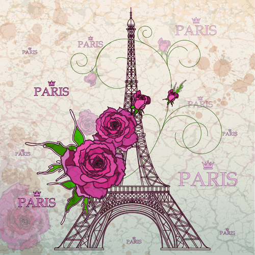 Vintage eiffel tower design background 02 vintage eiffel tower background   