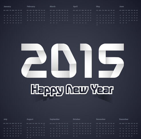 Dark color calendar 2015 new year vector new year dark calendar 2015   