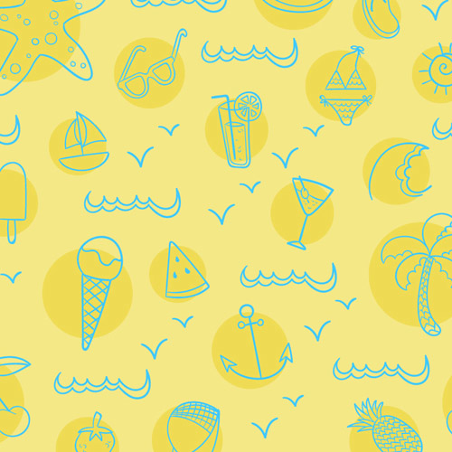 Hand drawn summer elements pattern vector summer pattern hand drawn   