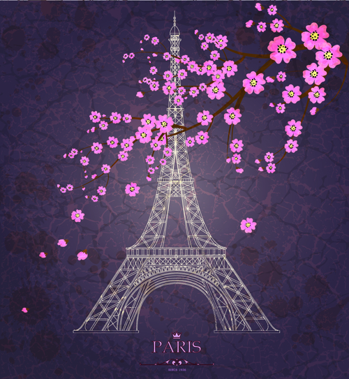 Vintage eiffel tower design background 04 vintage eiffel tower background   